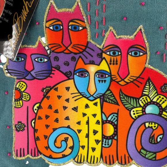 Laurel Burch Cross Body Bag NEW Cat Art To Wear Green Purse 9.5 x 12 in Cat Lady - Picture 3 of 11